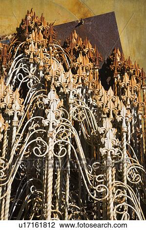Metal fencing spires stacked together. View Large Photo Image Stock Image - Metal fencing spires stacked together.. Fotosearch