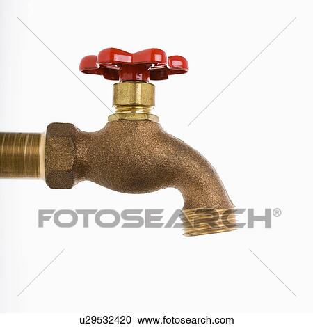 Brass hot water faucet. View Large Photo Image Stock Image - Brass hot water faucet.. Fotosearch