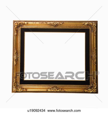 Picture - Empty gold colored fancy picture frame.. Fotosearch