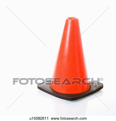 Stock Image - Orange traffic cone. . Fotosearch