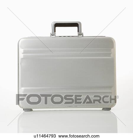Stock Image - Silver metal briefcase.. Fotosearch