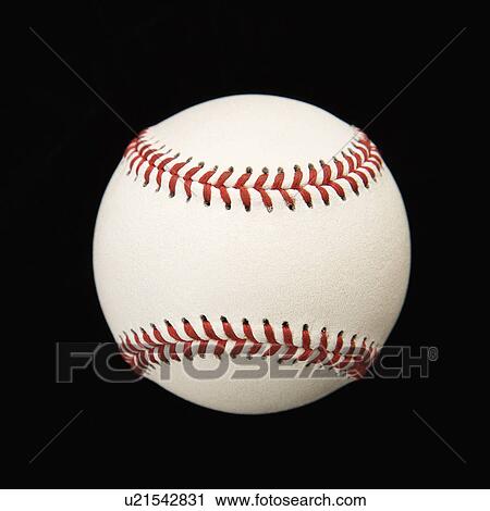 Stock Image - Still life of baseball on black. Fotosearch