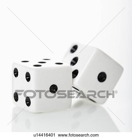 Stock Image - Two white dice. . Fotosearch
