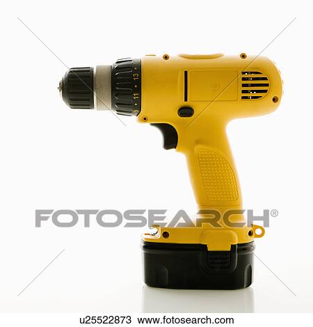 Stock Image - Cordless rechargeable electric drill. Fotosearch