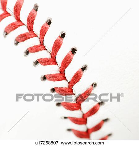 Stock Photo - Detail of stitching on baseball.. Fotosearch
