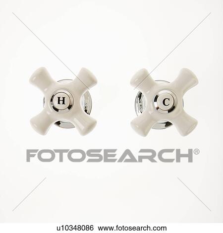Hot and cold faucet handles against white background. View Large Photo Image Stock Photograph - Hot and cold faucet handles against white background.. Fotosearch