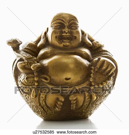 Happy laughing Buddha brass figurine on white background. View Large Photo Image Stock Photography - Happy laughing Buddha brass figurine on white background.. Fotosearch