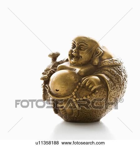 Happy laughing Buddha brass figurine View Large Photo Image Stock Photo - Happy laughing Buddha brass figurine . Fotosearch