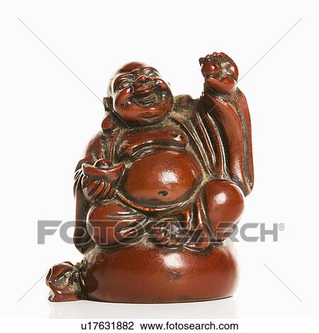 Happy laughing Buddha figurine with hand raised in blessing on white background. View Large Photo Image Stock Image - Happy laughing Buddha figurine with hand raised in blessing on white background.. Fotosearch