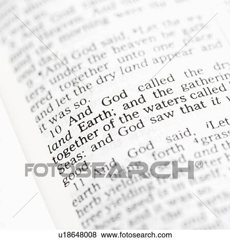 Selective focus of Genesis verses in open Holy Bible. View Large Photo Image Stock Photo - Selective focus of Genesis verses in open Holy Bible.. Fotosearch