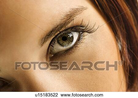 Close up of young woman's green eye with makeup. View Large Photo Image Stock Image - Close up of young woman's green eye with makeup.. Fotosearch