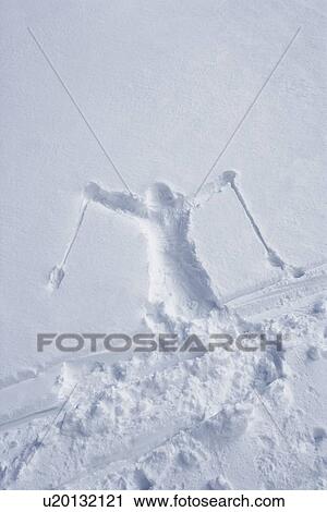 Skiers outline in the snow View Large Photo Image Stock Image - Skiers outline in the snow. Fotosearch