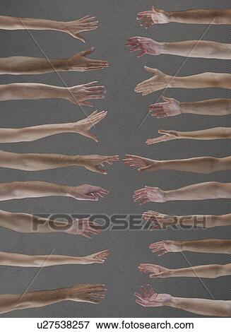 Two lines of hands stretching out to touch each other. View Large Photo Image Stock Photo - Two lines of hands stretching out to touch each other.. Fotosearch
