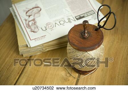 Stock Image - Hemp string and cardboard. Fotosearch