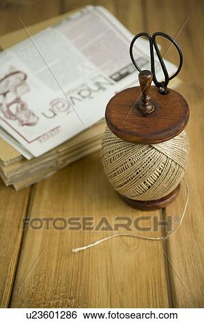 Stock Photograph - Hemp string and cardboard. Fotosearch