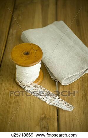 Stock Photo - Lace Ribbon and fabric. Fotosearch
