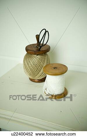 Stock Image - Ribbon and hemp string. Fotosearch
