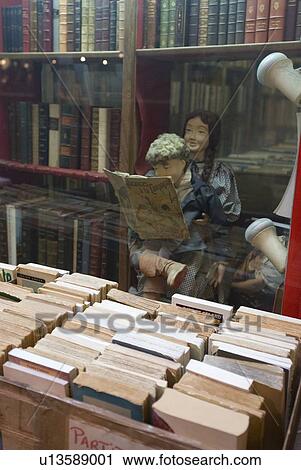 Stock Image - Secondhand bookstore in Paris. Fotosearch