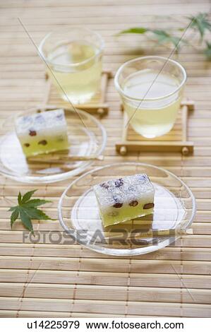 Stock Photo - Mizorekan and green tea. Fotosearch