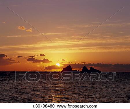 Stock Image - "Beautiful Sunrise, Kanagawa, Japan". Fotosearch