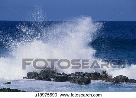 Stock Image - "Wave Splash, Hawaii, U. S. A. ". Fotosearch