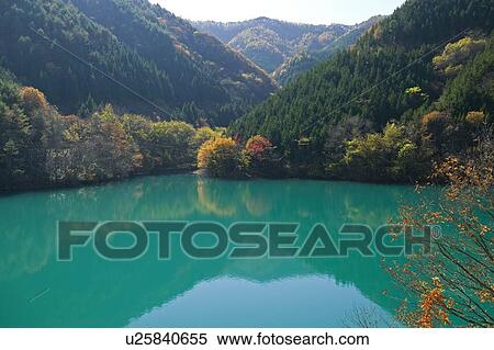 Stock Photography - "Reflection Of Mountain On Water, Nagano, Japan". Fotosearch