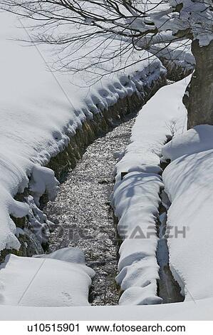 "Snowscape Of River, Nagano, Japan" View Large Photo Image Stock Image - "Snowscape Of River, Nagano, Japan". Fotosearch