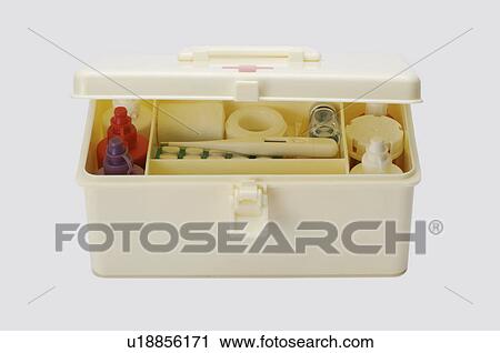 Stock Image - Close-up of fist aid kit. Fotosearch
