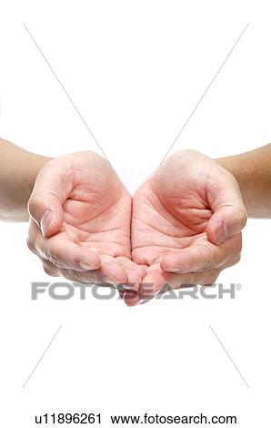 Stock Image - Close-up of cupped human hands. Fotosearch