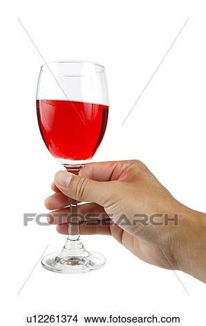 Picture - Human hand holding a glass of red wine. Fotosearch