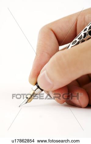 Picture - Human hand writing with a pen. Fotosearch