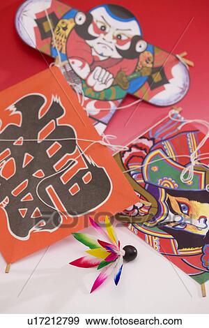 Stock Photo - Japanese Kite and Shuttlecock. Fotosearch