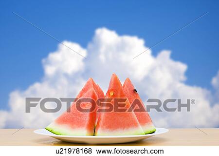 Watermelon and Summer Sky View Large Photo Image Stock Photo - Watermelon and Summer Sky. Fotosearch