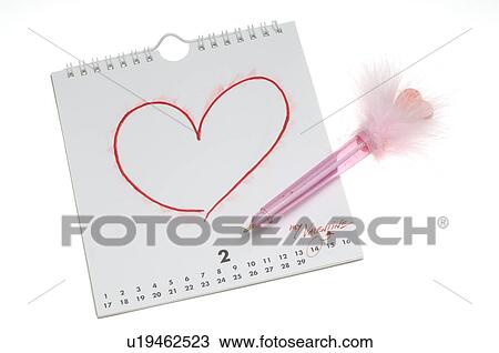 Valentine`s Day: Heart painted on a calendar View Large Photo Image Stock Image - Valentine`s Day: Heart painted on a calendar. Fotosearch