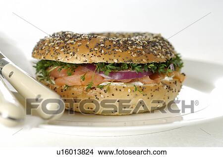 Picture - Bagel with salmon. Fotosearch
