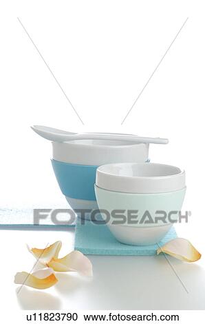 Bowls, spoon and petals View Large Photo Image Stock Image - Bowls, spoon and petals. Fotosearch