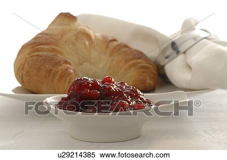 Stock Photography - Croissant and jam. Fotosearch