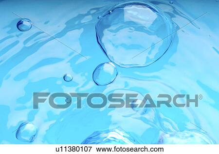 Stock Photo - Blue water, bubbles. Fotosearch