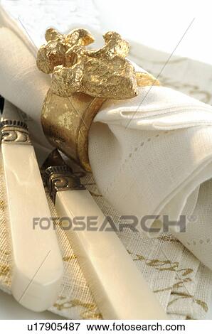 Golden napkin ring View Large Photo Image Stock Photo - Golden napkin ring. Fotosearch