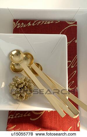 Stock Photo - Golden spoons. Fotosearch