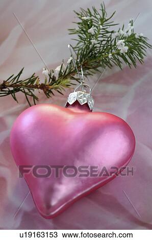 Stock Image - Heart shape Christmas tree balls. Fotosearch