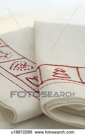 Stock Photo - Napkins with Christmas pattern. Fotosearch