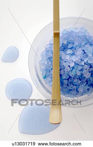 Blue bath salt View Large Photo Image Stock Photo - Blue bath salt. Fotosearch