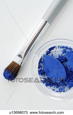 Blue powder and brush View Large Photo Image Stock Image - Blue powder and brush. Fotosearch