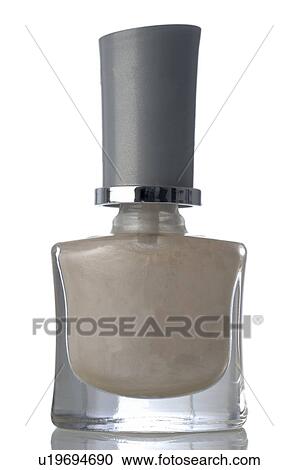 Stock Image - Bottle of beige nail polish. Fotosearch