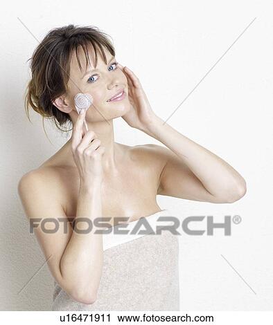 Stock Image - Woman with brush. Fotosearch
