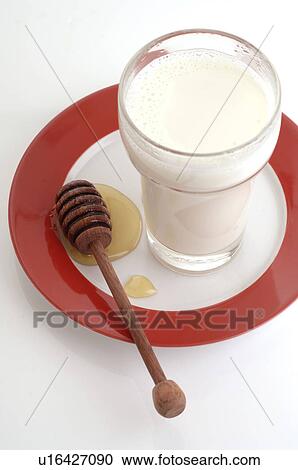 Stock Image - Hot milk in a glass. Fotosearch