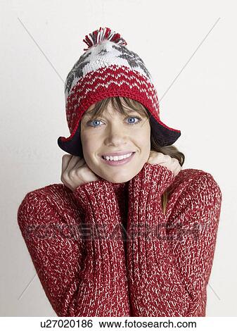 Stock Photograph - young woman in wintertime. Fotosearch