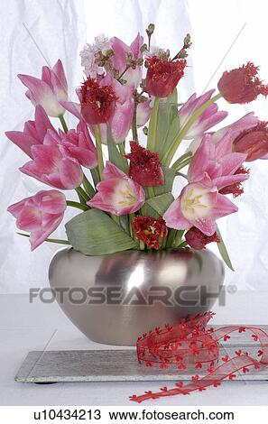 Stock Image - red tulip bouquet. Fotosearch
