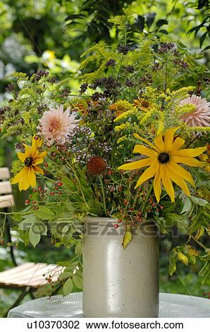 Stock Image - Picked bunch with Dahlias. Fotosearch